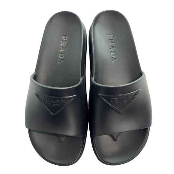Prada Rubber Slides in Black - Picture 3 of 9
